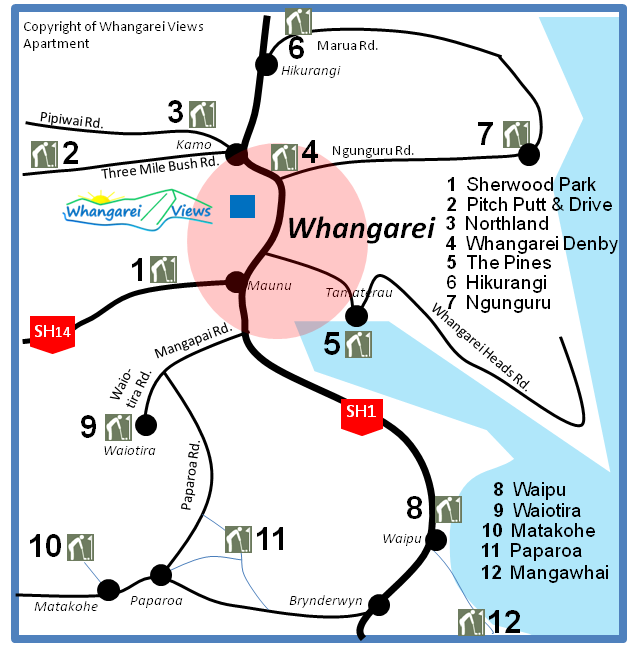 Whangarei Golf map